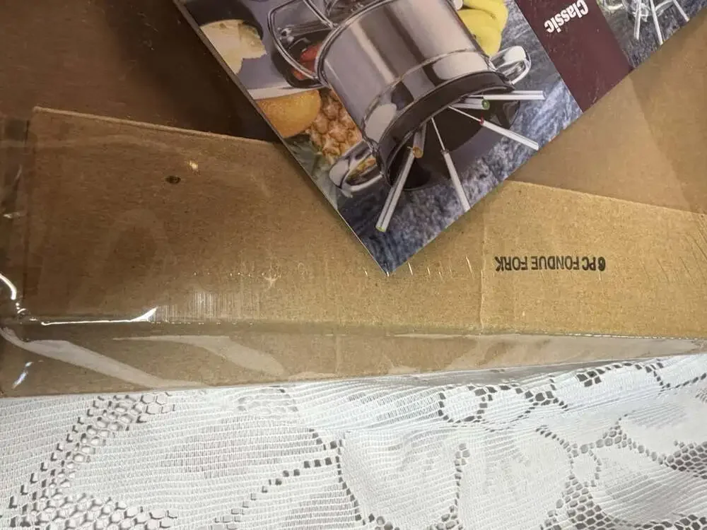 NIB Rotating Hoffritz Deluxe 18/10 Stainless Steel Fondue Set w/6 Forks  #402067
